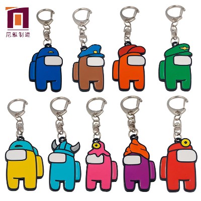 跨境新款Among Us太空狼人殺鑰匙扣掛件誰是內(nèi)鬼游戲周邊卡通配飾