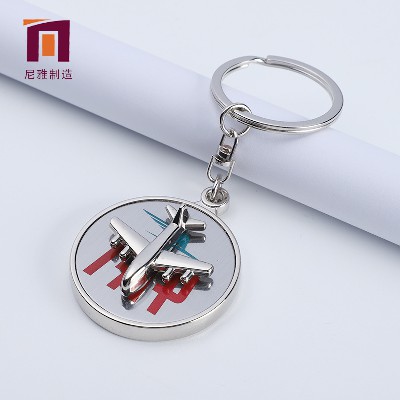旋轉(zhuǎn)飛機(jī)羅盤鑰匙扣 創(chuàng)意個性羅盤鑰匙扣 汽車配件掛飾鑰匙扣