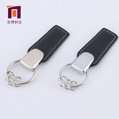 創(chuàng)意男士皮革汽車(chē)金屬鑰匙扣 創(chuàng)意鑰匙鏈小禮品LOGO加工