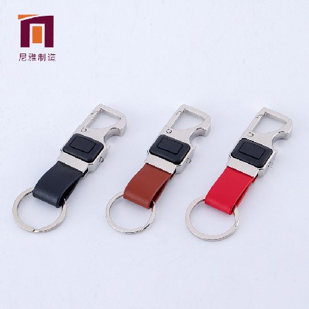 LED燈光鎖匙扣 開(kāi)瓶器鑰匙扣 手電筒鑰匙扣 皮革鑰匙扣可制作LOGO