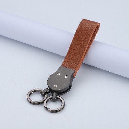 腰掛簡約雙環(huán)皮質(zhì)鑰匙扣 鑰匙鏈 鑰匙圈 商務(wù)禮品 時(shí)尚配飾鎖匙扣