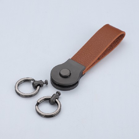 腰掛簡約雙環(huán)皮質(zhì)鑰匙扣 鑰匙鏈 鑰匙圈 商務(wù)禮品 時(shí)尚配飾鎖匙扣