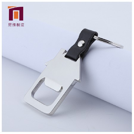 金屬創(chuàng)意開瓶器鑰匙扣 皮質房子形狀鑰匙扣 房地產活動小禮品